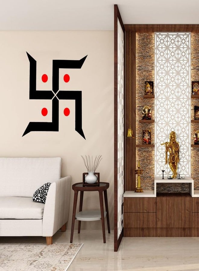 ARandNJ قوالب ARandNJ للرسم على الجدران (المقاس: 18 × 18 بوصة) تصميم ديني - رمز الحظ السعيد، الصليب المعقوف، تصميم قابل لإعادة الاستخدام، مثالي للمداخل وغرف الصلاة والمكاتب، عصري (عبوة من قطعة واحدة) - Image 3